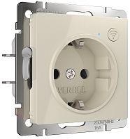 Розетка с заземлением по Wi-Fi без рамки Werkel 1-м. слоновая кость глянцевый картинка